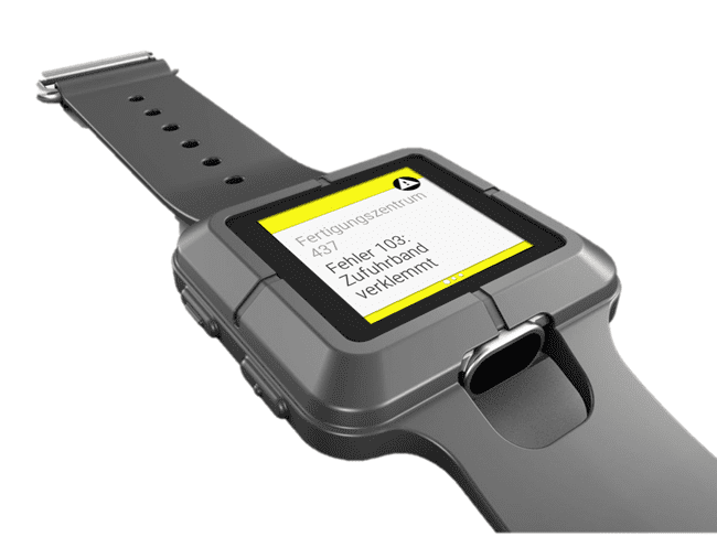 Meldung einer Maschinenstörung auf Smartwatch