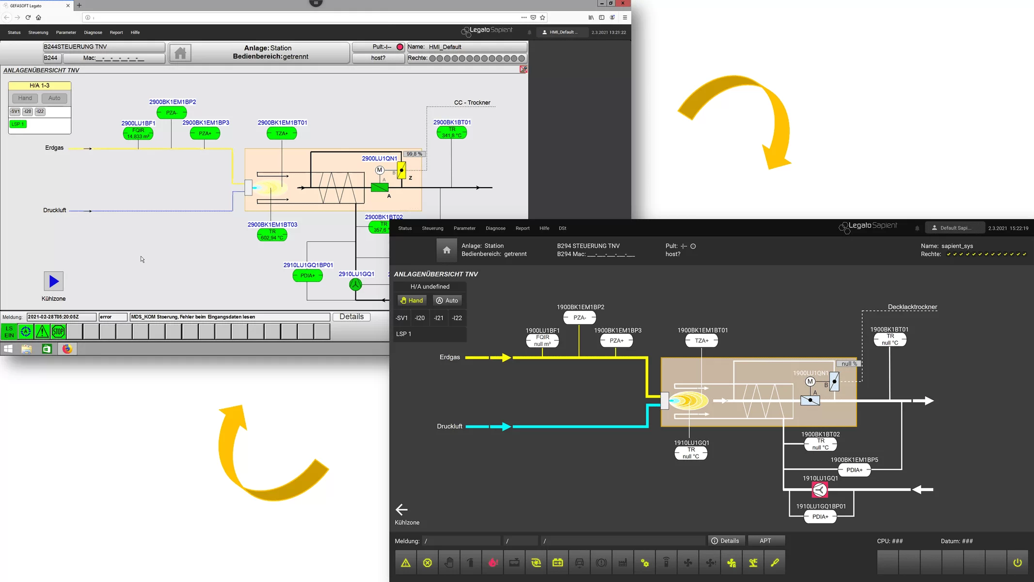 Designoptionen im HMI-Modul von Legato Sapient