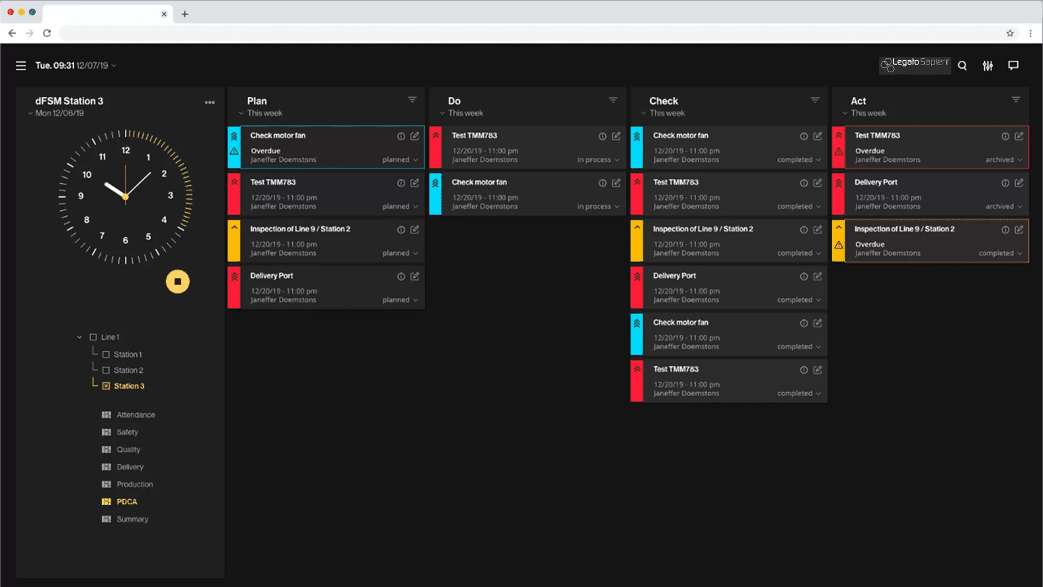 digital shopfloor management dashboard for station 3