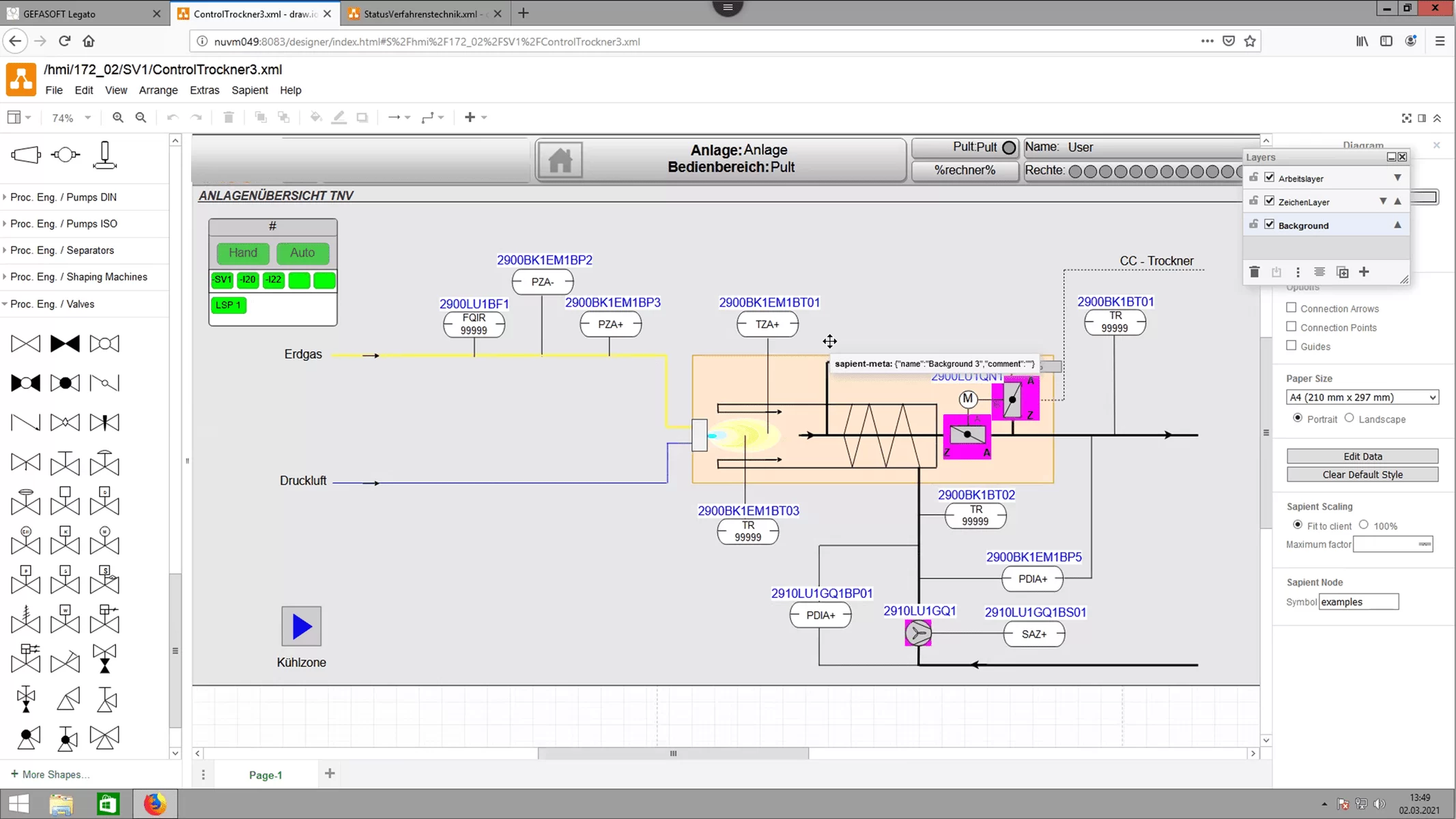 Editing the design within the HMI software