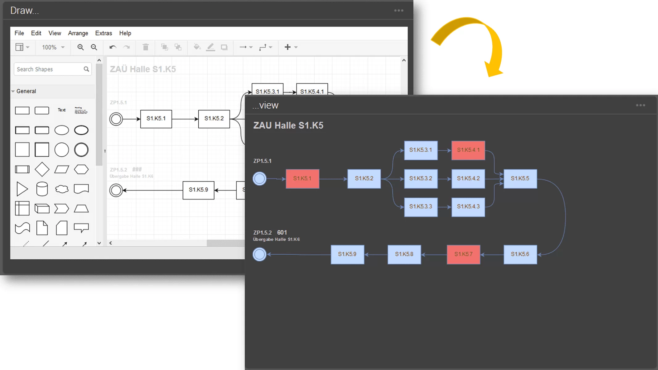 Transferring the HMI from the browser into the MES