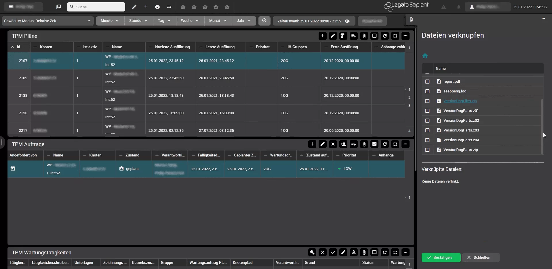 attach files to a tpm schedule